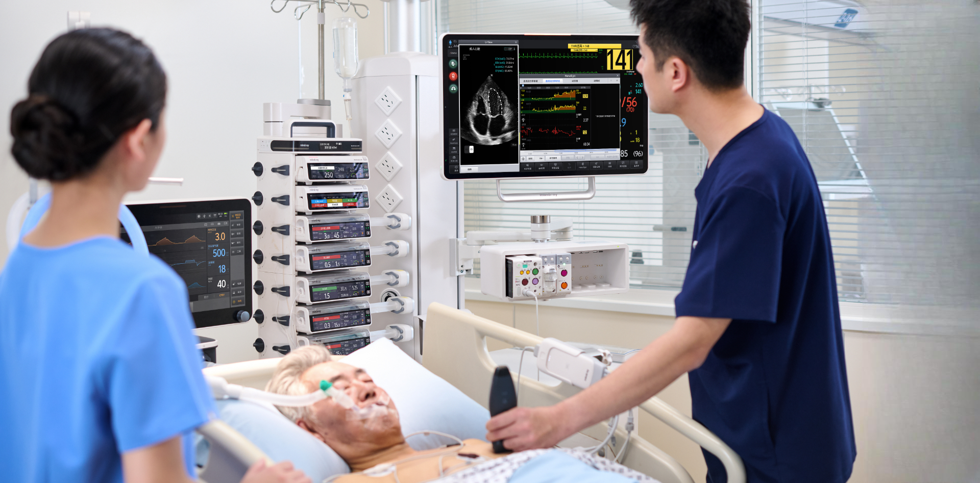 手持超声实时图像一键投屏至监护仪，，，，，，便于团队共享清晰影像，，，，，， 提升床旁教学与协作效率